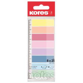Samolepicí záložky Kores Index Strips - 8 x 25 lístků / pastelové