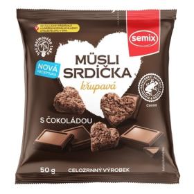 Sušenky Müsli srdíčka s čokoládou 50 g