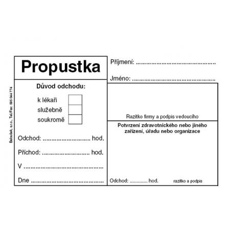 Propustka -  A7 / 50 listů / ET077