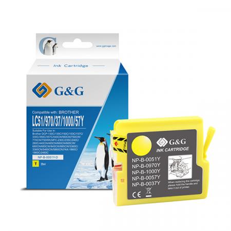 G&G kompatibilní ink s LC-1000Y, yellow, 400str., NP-B-0051Y/1000Y/970Y,  pro Brother DCP-330C, 540CN, 130C, MFC-240C, 440CN