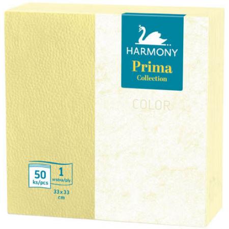 Ubrousky papírové barevné Harmony Color -  33 cm x 33 cm / žlutá / 50 ks