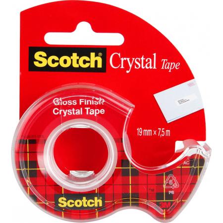 Lepicí páska Scotch Crystal s odvíječem - 19 mm x 7,5 m