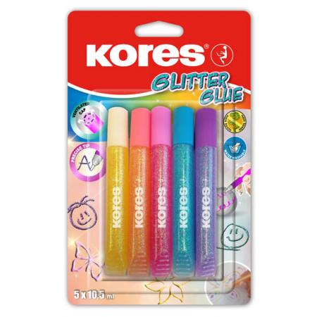 Lepidlo Kores Glitter Glue -  5 x 10,5 ml / pastelové barvy