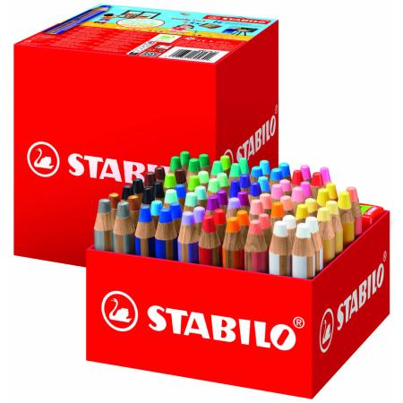 Multifunkční pastelky STABILO® woody XL školní set - 76 barev + 4 ks ořezávátek