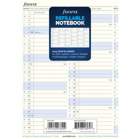 Náhradní listy Filofax Notebook - A5 / kalendář roční