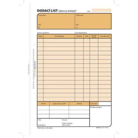 Dodací list Optys  -  A5 / 100 listů NCR / 1077