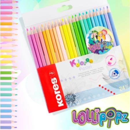 Pastelky trojhranné Kores PASTEL LOLLIPOPZ - 24 barev