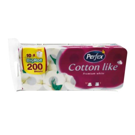 Perfex Cotton like toaletní papír, 3 vrstvy - 8+2 ks