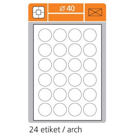 Print etikety A4 pro laserový a inkoustový tisk - kulaté průměr 40 mm (24 etiket / arch)