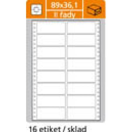 Tabelační etikety s vodící drážkou jednořadé a dvouřadé - 89 x 36,1 mm dvouřadé 8000 etiket / 500 skladů
