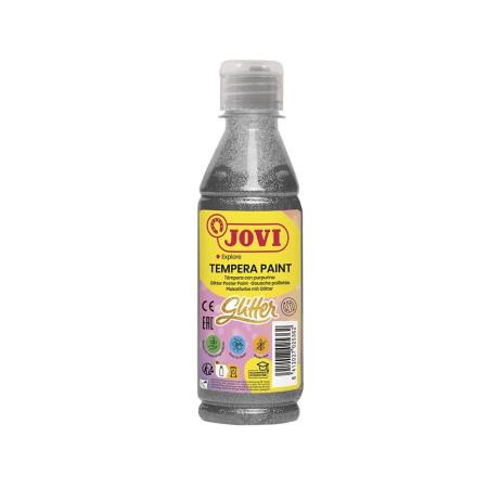 Tekuté temperové barvy JOVI PREMIUM v lahvi - 250 ml / glitr stříbrná