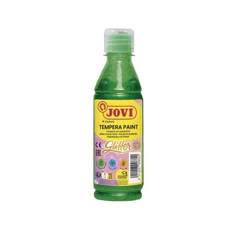 Tekuté temperové barvy JOVI PREMIUM v lahvi - 250 ml / glitr zelená