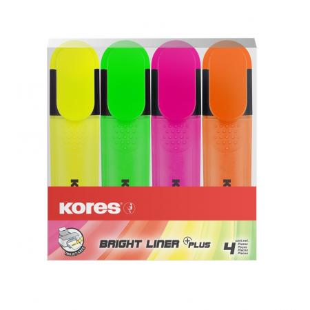 Zvýrazňovač Kores Bright liner  -  sada 4 ks